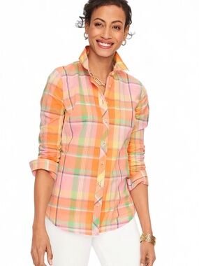 Talbots | Garden Plaid Button-Down Shirt Sz M EUC